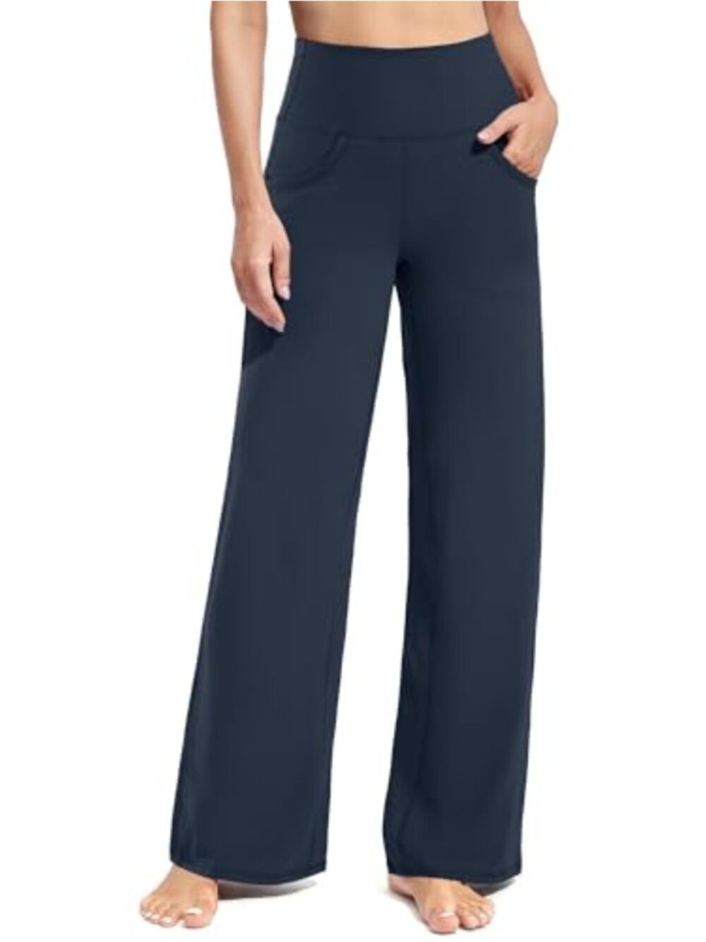 Wide Leg Yoga Pants Women High Waist 2 Pockets 4-Way Stretch
